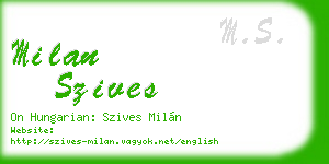 milan szives business card